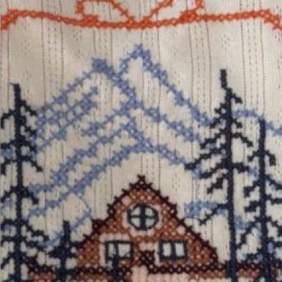 FP Movement by Free People Cream Long Sleeve Top with Embroidered Cabin Design - Picture 4 of 5